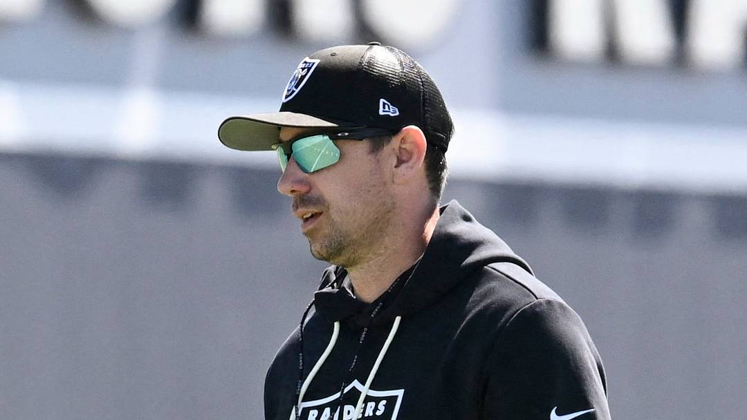 May 28, 2026; Henderson, NV, USA;  Las Vegas Raiders head coach Klint Kubiak looks on during organized team activities at Intermountain Health Performance Center. Mandatory Credit: Candice Ward-Imagn Images