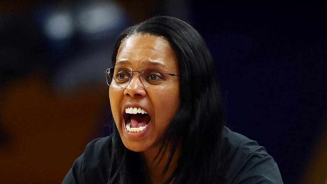 Apr 3, 2026; Phoenix, AZ, USA; UCLA Bruins assistant coach Tasha Brown against the Texas Longhorns during a semifinal of the Final Four of the women's 2026 NCAA Tournament at Mortgage Matchup Center. Mandatory Credit: Mark J. Rebilas-Imagn Images