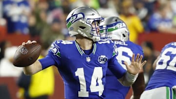 Seahawks quarterback Sam Darnold faces his biggest test of the season on Sunday when Seattle meets the Rams for first place in the NFC West. 