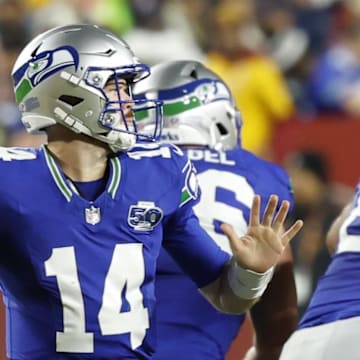 Seahawks quarterback Sam Darnold faces his biggest test of the season on Sunday when Seattle meets the Rams for first place in the NFC West. 