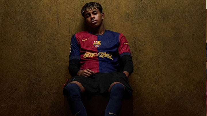 Barcelona's L:amine Yamal wearing the new Cactus Jack jersey Barcelona's L:amine Yamal wearing the new Cactus Jack jersey