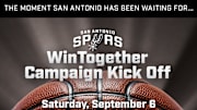 A graphic promoting the San Antonio Spurs' "Win Together" campaign kickoff rally on Saturday, Sept. 6.