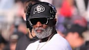 Colorado football coach Deion Sanders looks on against Texas Tech in a Big 12 football game Saturday, Nov. 9, 2024, at Jones AT&T Stadium.