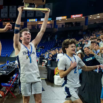 Franklin celebrates with their fans at Tsongas Center after winning championship