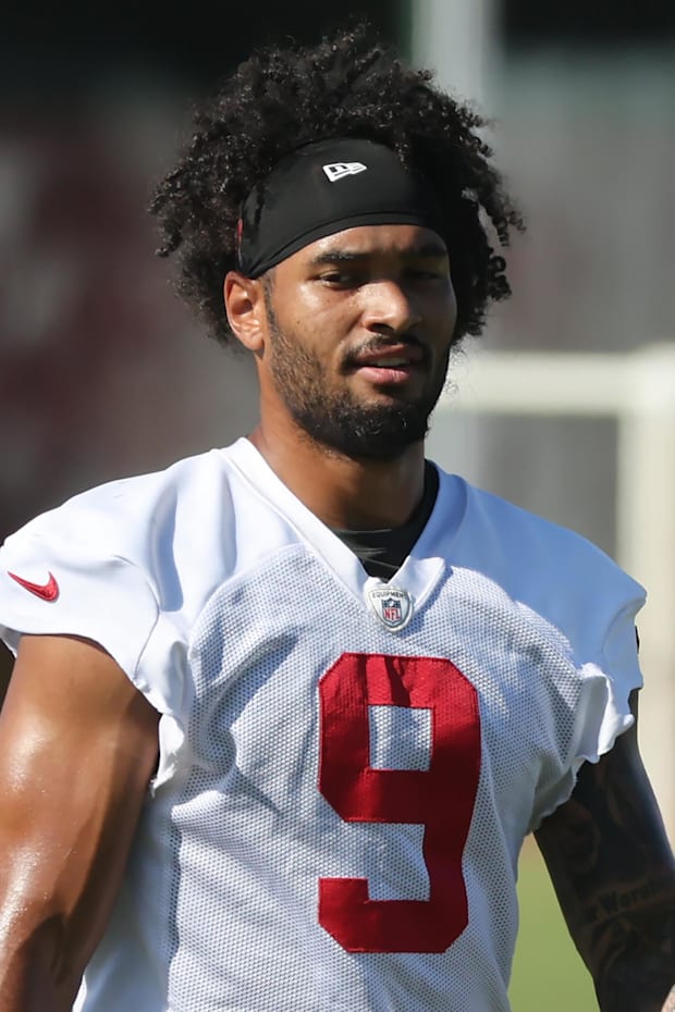 Tampa Bay Buccaneers wide receiver Emeka Egbuka works out at One Buc Place
