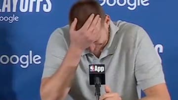 Nikola Jokic laughs about what his final shot attempt became. 