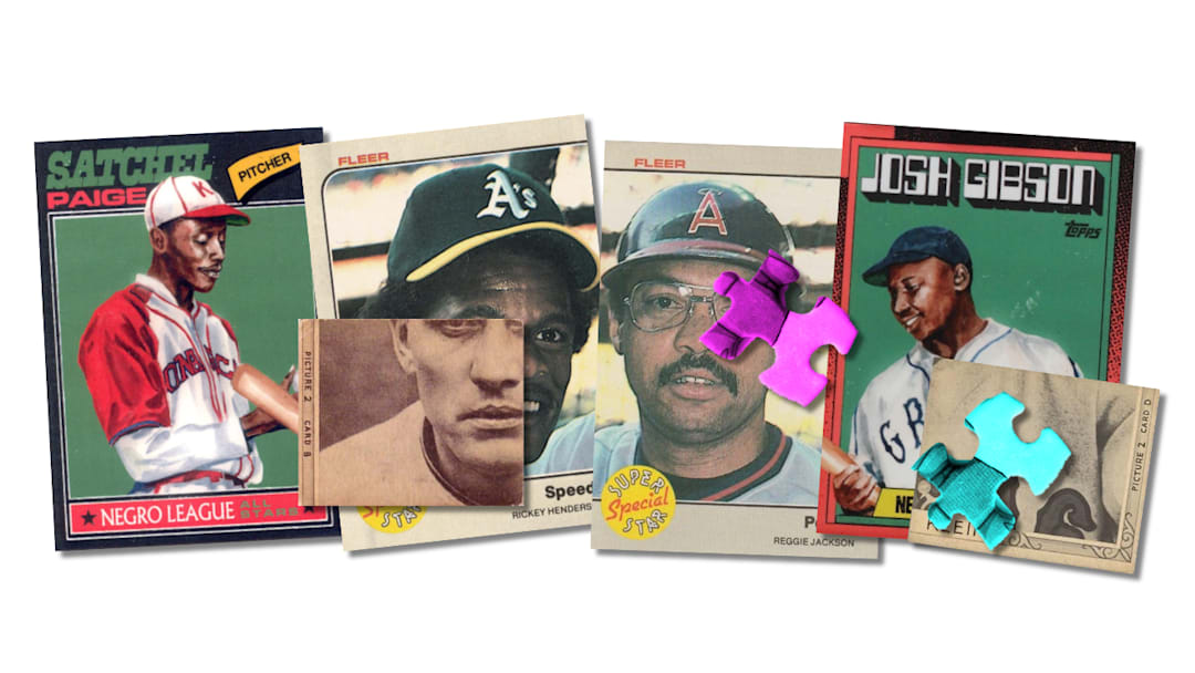 Various baseball cards that form puzzles