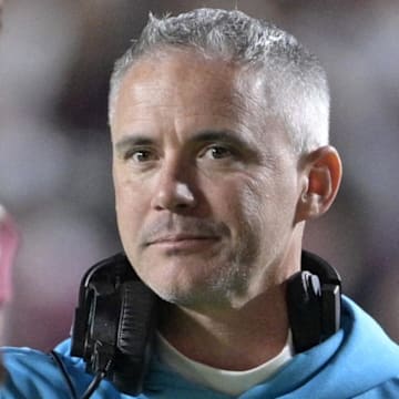 Nov 1, 2025; Tallahassee, Florida, USA; Florida State Seminoles head coach Mike Norvell celebrates a touchdown during the fourth quarter against the Wake Forest Demon Deacons at Doak S. Campbell Stadium. Mandatory Credit: Melina Myers-Imagn Images