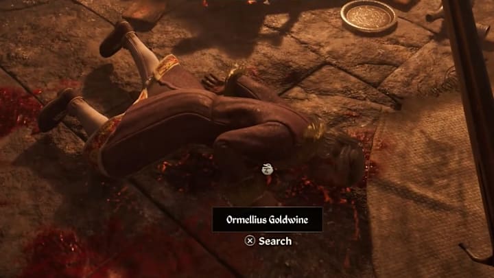 The Count of Kvash laying dead on the ground.