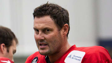 Indianapolis Colts quarterback Philip Rivers warms up