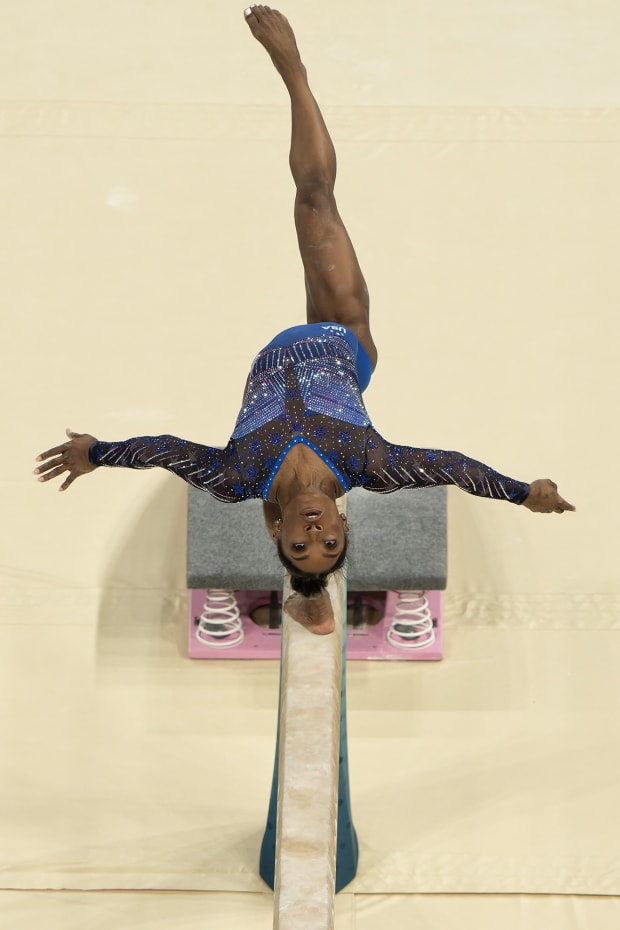 Biles on beam