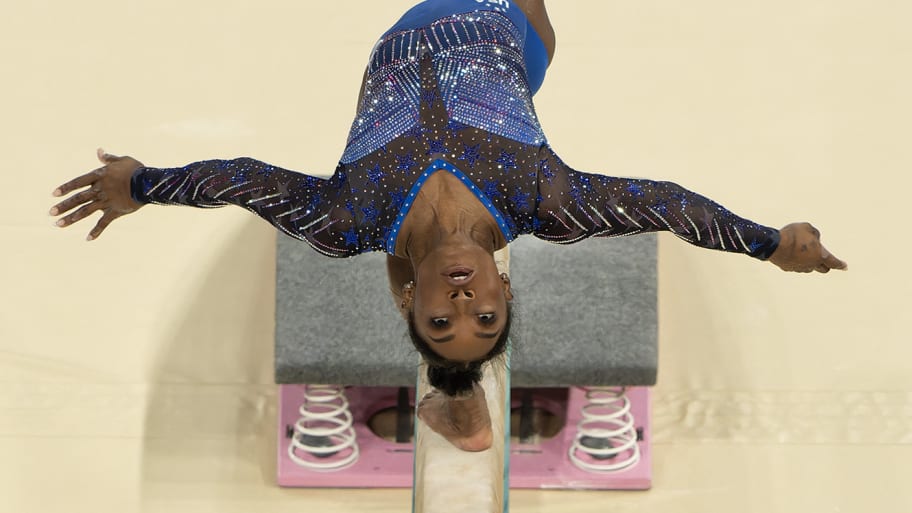 Biles on beam