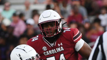 South Carolina football freshman offensive tackle Josiah Thompson
