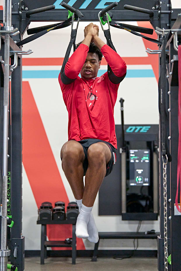 Bryson Tiller, a Kansas commit, trains at the OTE facility.