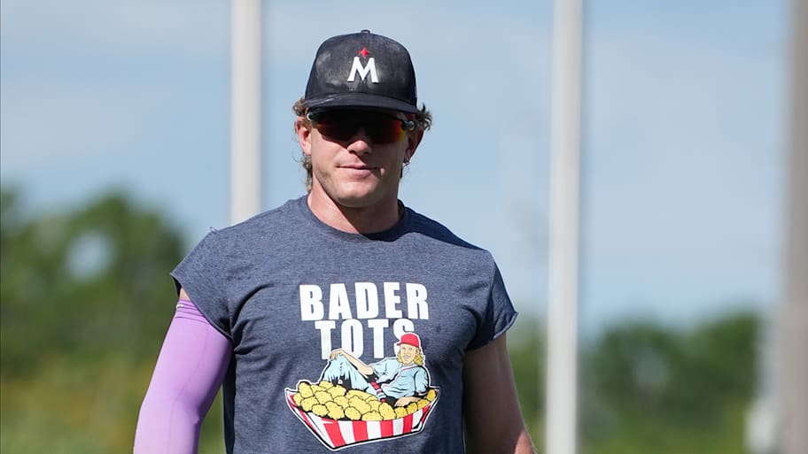 Twins center fielder Harrison Bader has no issue wearing a tee that bears his own likeness.