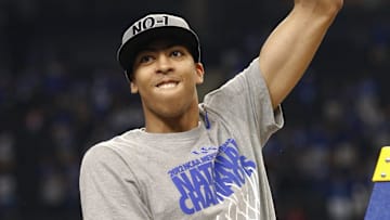 Kentucky's Anthony Davis gets ready to cut down the nets.Apr. 2, 2012

Lcjdc5 64aiymr7xp2trpfjcjs Original
