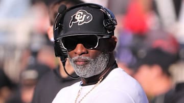 Colorado football coach Deion Sanders looks on against Texas Tech in a Big 12 football game Saturday, Nov. 9, 2024, at Jones AT&T Stadium.