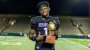 Antayvious Ellis following a high school game with Crowley High School in Texas.