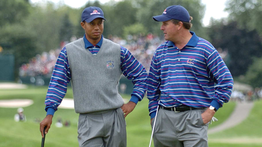 Tiger Woods and Phil Mickelson at the 2004 Ryder Cup.