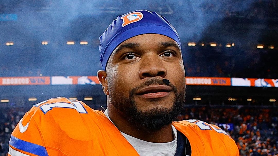 Nov 6, 2025; Denver, Colorado, USA; Denver Broncos running back J.K. Dobbins (27) after the game against the Las Vegas Raiders at Empower Field at Mile High. Mandatory Credit: Isaiah J. Downing-Imagn Images