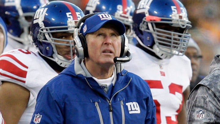New York Giants head coach Tom Coughlin watches a replay during the first quarter of their game against the Green Bay Packers Sunday, December 26, 2010 at Lambeau Field in Green Bay, Wis.

Mjs Packers27 24 Of Hoffman Jpg Packers27
