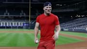 Mike Trout played a game of catch with the fan who caught his 400th home run. 
