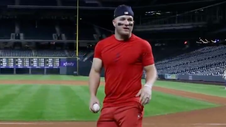 Mike Trout played a game of catch with the fan who caught his 400th home run. 