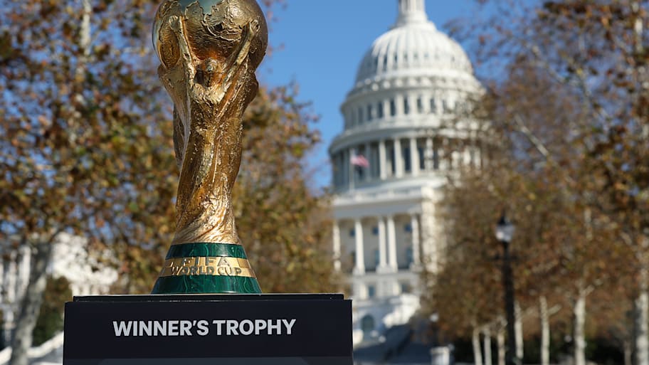 World Cup trophy in front of U.S. Congress