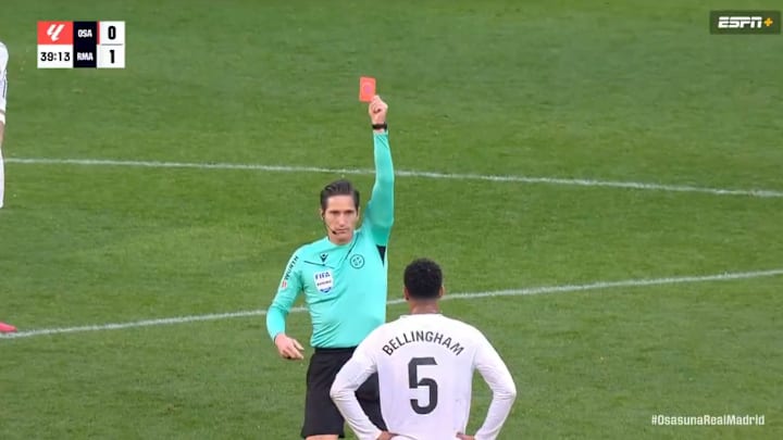 Jude Bellingham was sent off against Osasuna.