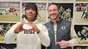Five-star linebacker Tyler Atkinson with Oregon coach Dan Lanning