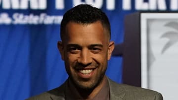 Atlanta Hawks general manager Landry Fields poses for photographs at the 2024 NBA Draft Lottery.