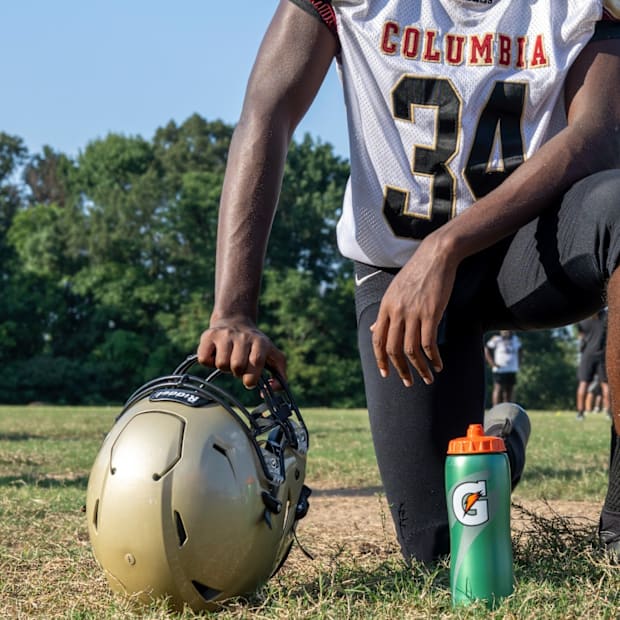 Gatorade Columbia High School football player kneels