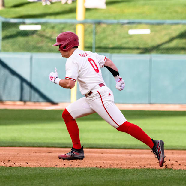 Cayden Brumbaugh advances to third base on Ben Columbus’ sacrifice fly.