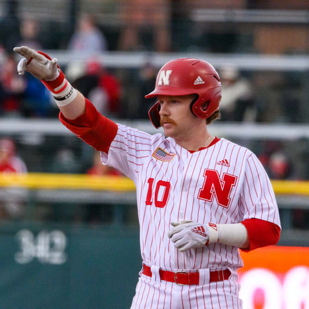 Ben Columbus celebrates a single in the second inning. 