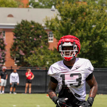 Georgia EDGE Rusher Mykel Williams at practice for the Bulldogs