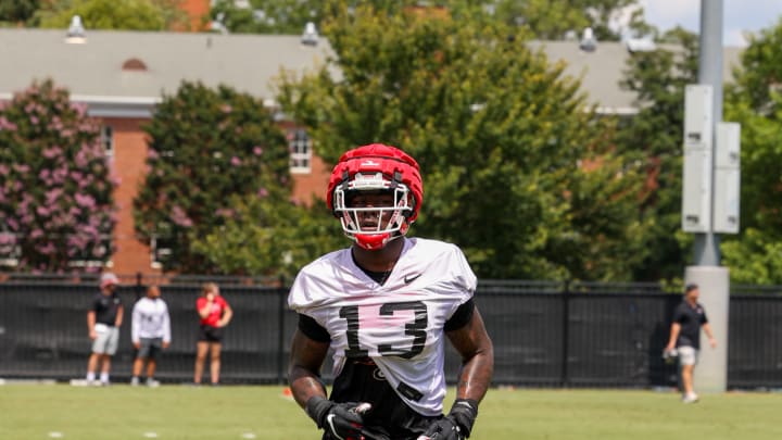 Georgia EDGE Rusher Mykel Williams at practice for the Bulldogs