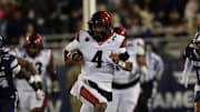 San Diego State Aztecs quarterback Jayden Denegal (4).