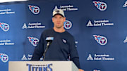 Ryan Tannehill speaks with the media