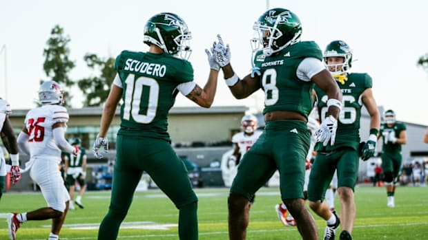 Sacramento State wide receivers Jared Gipson and Danny Scudero