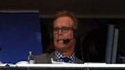 Oct 14, 2014; San Francisco, CA, USA; Fox Sports commentators Joe Buck and Harold Reynolds during the game between the San Francisco Giants and the St. Louis Cardinals in game three of the 2014 NLCS playoff baseball game at AT&T Park.