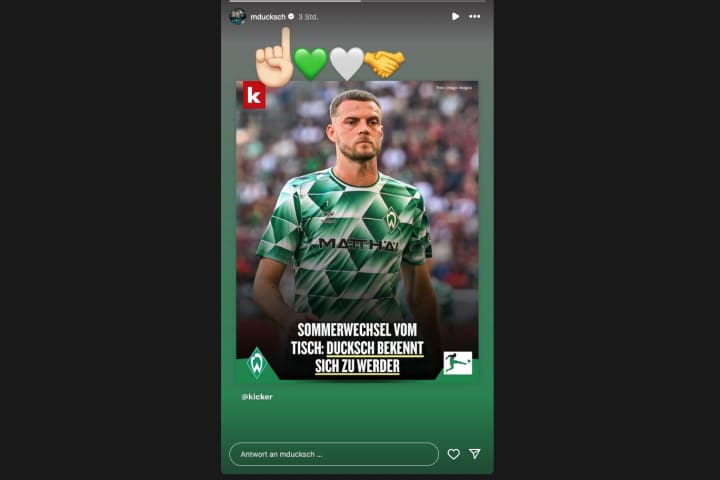Die Instagram-Story von Marvin Ducksch