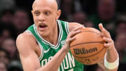 Apr 5, 2024; Boston, Massachusetts, USA; Boston Celtics guard Jordan Walsh (27) moves the ball against the Sacramento Kings during the second half at TD Garden. Mandatory Credit: Eric Canha-USA TODAY Sports