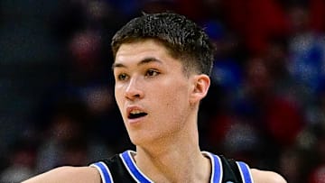Egor Demin #3 of BYU looks to make a play against Wisconsin.