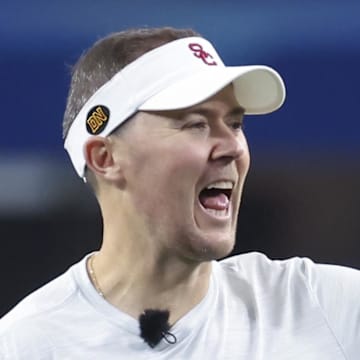 Jan 2, 2023; Arlington, Texas, USA; USC Trojans head coach Lincoln Riley reacts before the game against the Tulane Green Wave in the 2023 Cotton Bowl at AT&T Stadium. Mandatory Credit: Kevin Jairaj-Imagn Images