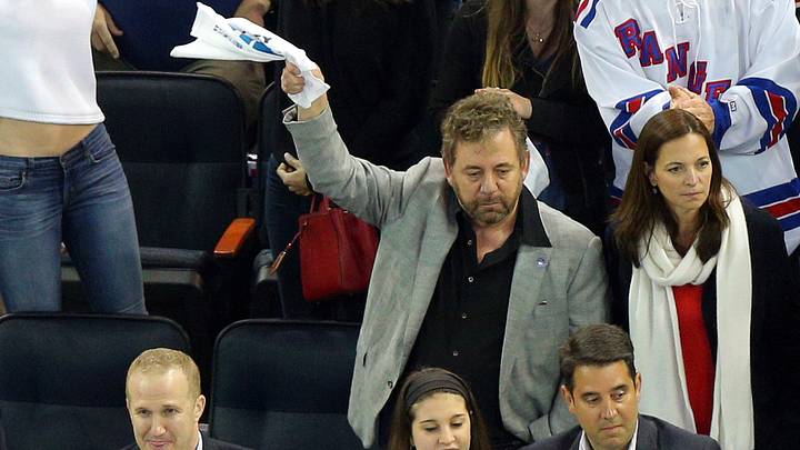 May 8, 2015; New York, NY, USA; Madison Square Garden chairman James Dolan waves his towel during the third period of game five of the second round of the 2015 Stanley Cup Playoffs between the New York Rangers and the Washington Capitals at Madison Square Garden. Mandatory Credit: Brad Penner-USA TODAY Sports May 8, 2015; New York, NY, USA; Madison Square Garden chairman James Dolan waves his towel during the third period of game five of the second round of the 2015 Stanley Cup Playoffs between the New York Rangers and the Washington Capitals at Madison Square Garden. Mandatory Credit: Brad Penner-USA TODAY Sports