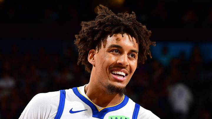 PHOENIX, AZ - OCTOBER 24: Yaxel Lendeborg #1 of the Golden State Warriors smiles against the Phoenix Suns on October 24, 2026 at Mortgage Matchup Center in Phoenix, Arizona. Copyright 2026 NBAE (Photo by Barry Gossage/NBAE via Getty Images)