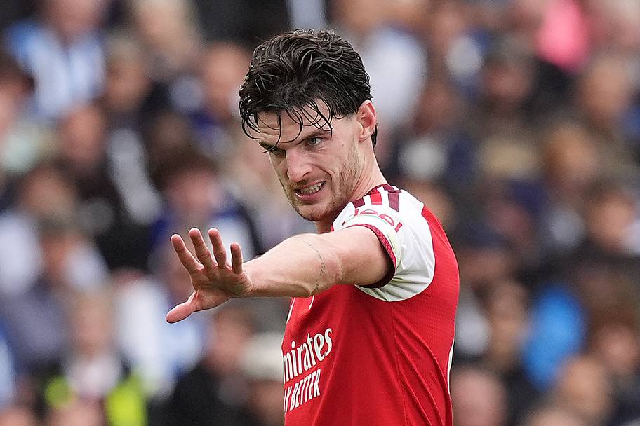 Declan Rice doing his best Iron Man impression.