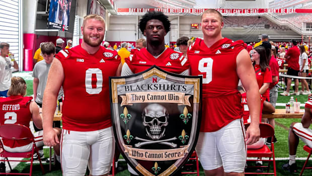 Blackshirts shield 2024 Nebraska football Fan Day
