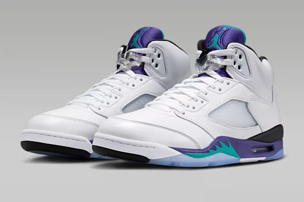 Side view of the Air Jordan 5 sneakers.