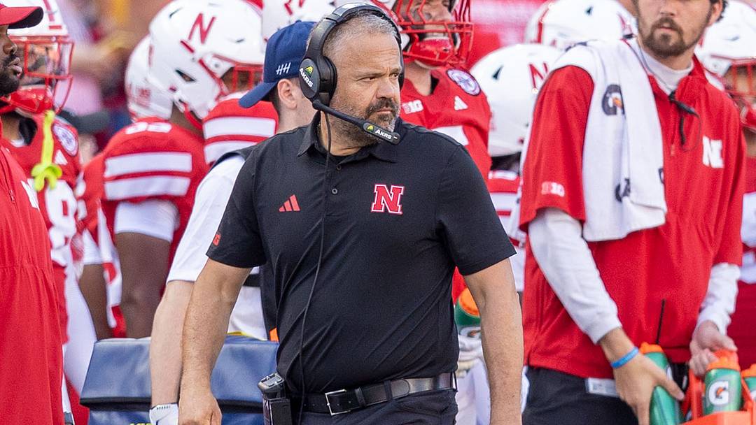 Nebraska coach Matt Rhule patrols the sideline against Michigan. Nebraska coach Matt Rhule patrols the sideline against Michigan.
